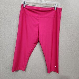 Bally Total Fitness Womens Pink Capri Leggings L Polyester/Spandex